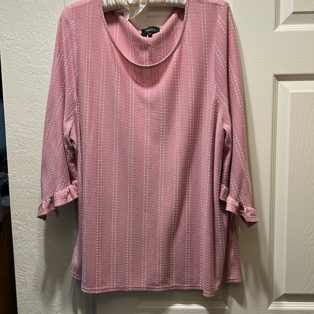 Mauve & white top 2X